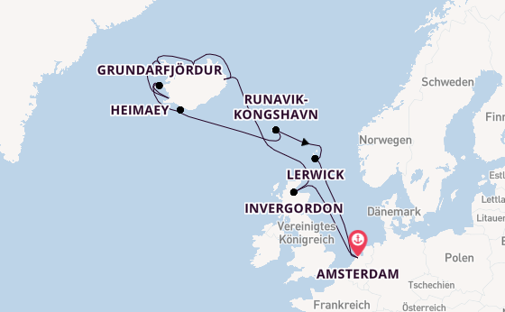 Arktis ab Amsterdam, Niederlande auf der Zuiderdam
