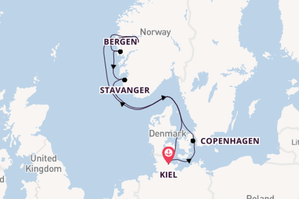 Norway from Kiel, Germany with the Costa Diadema