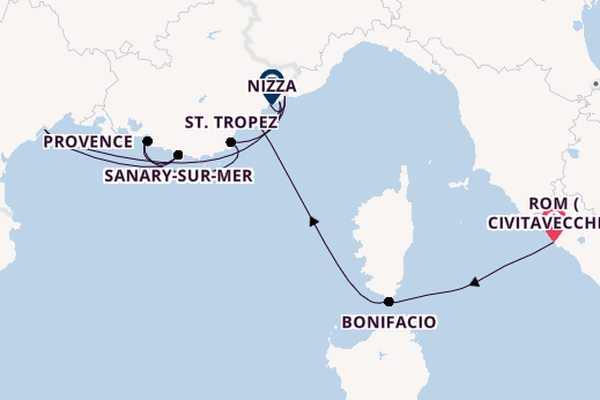 Westliches Mittelmeer ab Rom (Civitavecchia), Italien auf der Azamara Journey