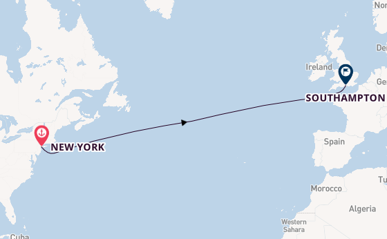 Transatlantic from New York, USA with the Queen Mary 2