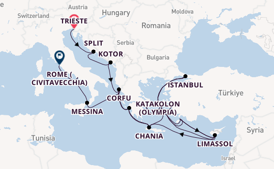 Eastern Mediterranean from Trieste, Italy with the Enchanted Princess