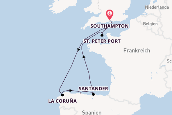 Vereinigtes Königreich ab Southampton, Großbritannien auf der Arcadia