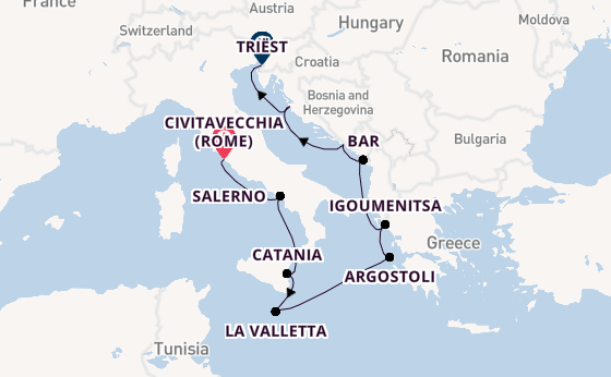 Middellandse Zee vanaf Civitavecchia (Rome), Italië met de Allura