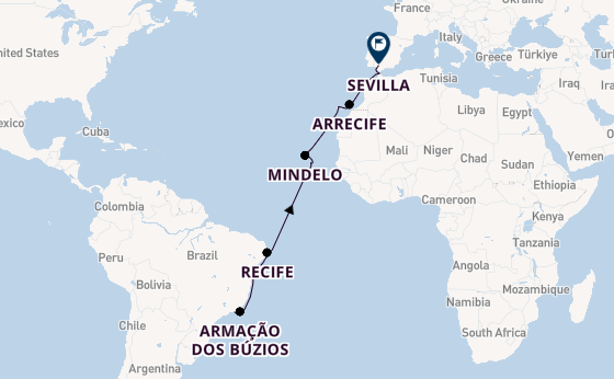 trans-Atlantisch vanaf Rio de Janeiro, Brazilië met de Sabourn Venture 