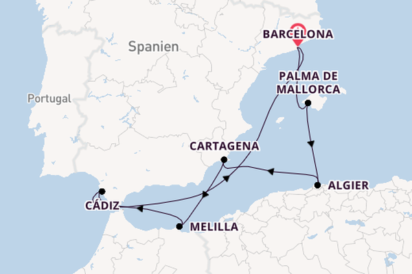 Mittelmeer ab Barcelona, Spanien auf der EXPLORA II