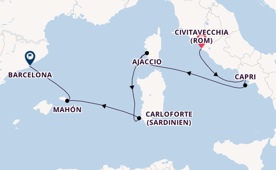 Westliches Mittelmeer ab Civitavecchia (Rom), Italien auf der EXPLORA II