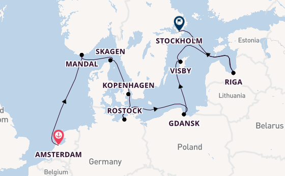 Noorwegen vanaf Amsterdam, Nederland met de Seven Seas Voyager