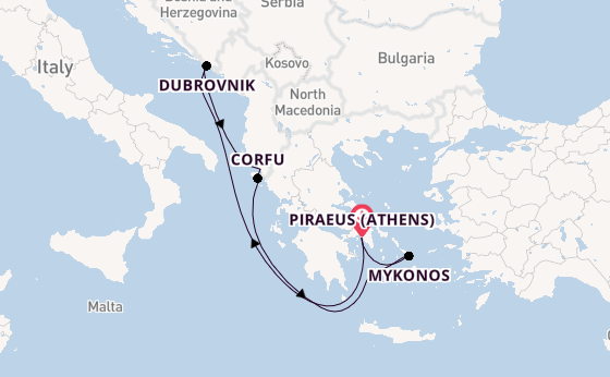 Eastern Mediterranean from Piraeus (Athens), Greece with the Scarlet Lady