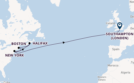 trans-Atlantisch vanaf New York, Verenigde Staten met de Queen Mary 2