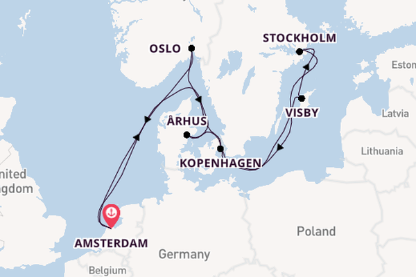 Noorwegen vanaf Amsterdam, Nederland met de Celebrity Eclipse