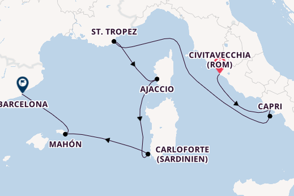 Westliches Mittelmeer ab Civitavecchia (Rom), Italien auf der EXPLORA II
