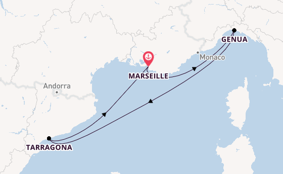 Westliches Mittelmeer ab Marseille, Frankreich auf der MSC Euribia