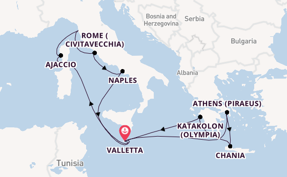Mediterranean Sea from Valletta, Malta with the Azura