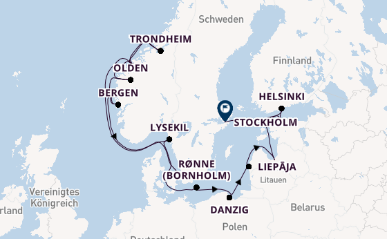 Norwegen ab Kopenhagen, Dänemark auf der Silver Dawn