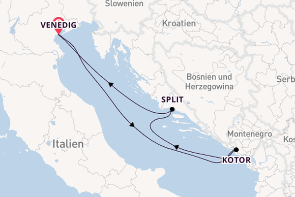 Mittelmeer ab Venedig, Italien auf der MSC Lirica