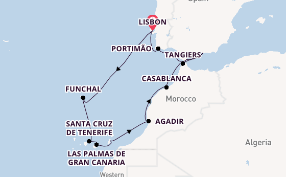 Canary Islands from Lisbon, Portugal with the Norwegian Star