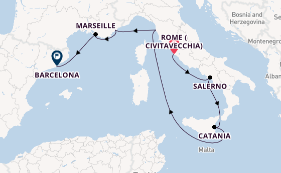 Western Mediterranean from Rome (Civitavecchia), Italy with the Norwegian Epic