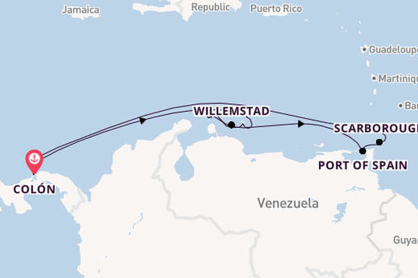 Southern Caribbean from Colón, Panama with the Grandeur of the Seas