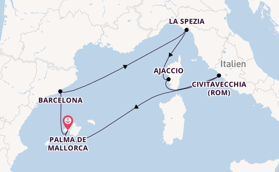 Westliches Mittelmeer ab Palma de Mallorca, Spanien auf der Mein Schiff Flow