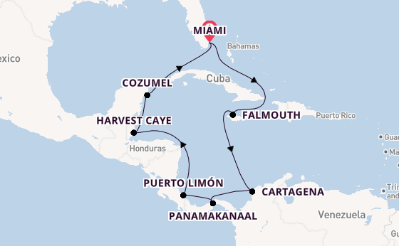 Midden-Amerika vanaf Miami, Verenigde Staten met de Norwegian Sun