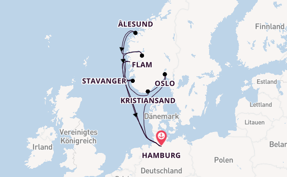 Norwegen ab Hamburg, Deutschland auf AIDAnova