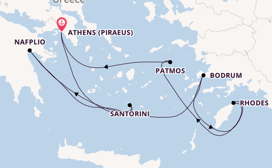 Eastern Mediterranean from Athens (Piraeus), Greece with the Silver Ray