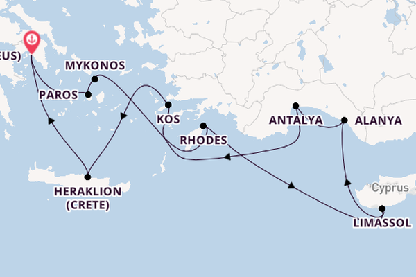 Eastern Mediterranean from Athens (Piraeus), Greece with the Azamara Quest
