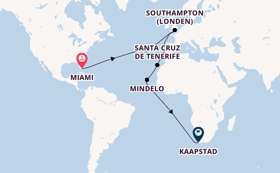 trans-Atlantisch vanaf Miami, Verenigde Staten met de Queen Elizabeth