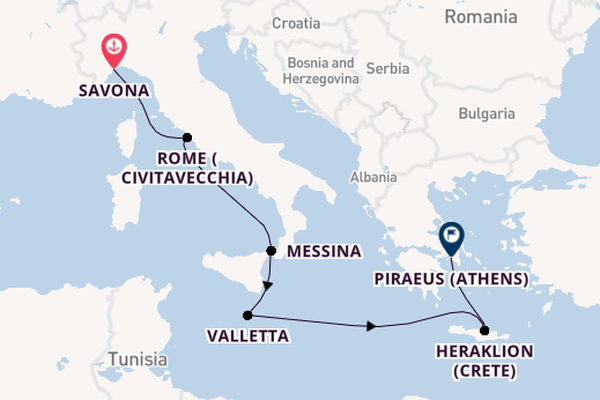 Mediterranean from Savona, Italy with the Costa Fortuna