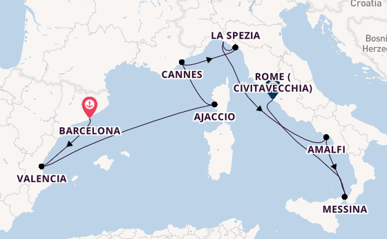 Western Mediterranean from Barcelona, Spain with the Celebrity Constellation