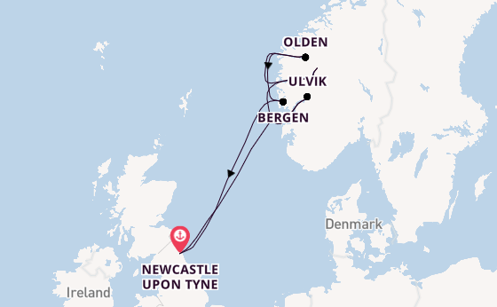 Norway from Newcastle upon Tyne, England with the Bolette