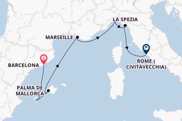 Western Mediterranean from Barcelona, Spain with the Sun Princess