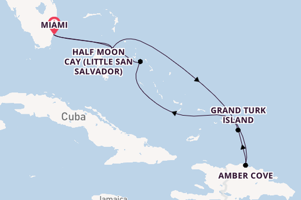 Caribbean from Miami, Florida, USA with the Zuiderdam