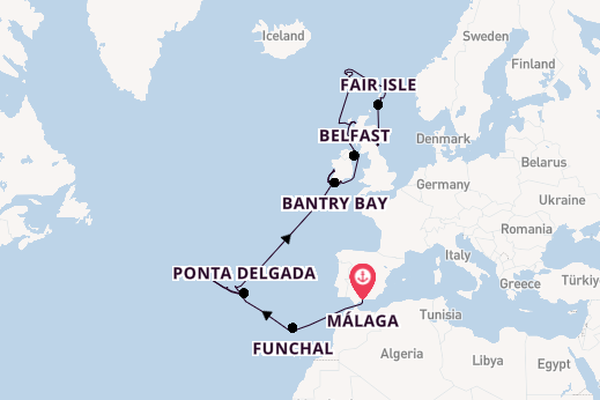 British Isles from Málaga, Spain with the Silver Wind