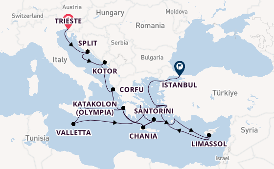 Eastern Mediterranean from Trieste, Italy with the Enchanted Princess