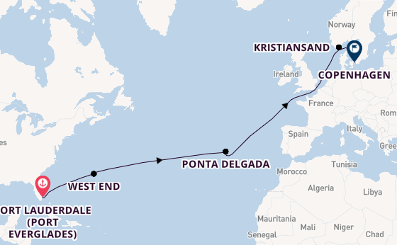Transatlantic from Fort Lauderdale (Port Everglades), Florida with the Caribbean Princess