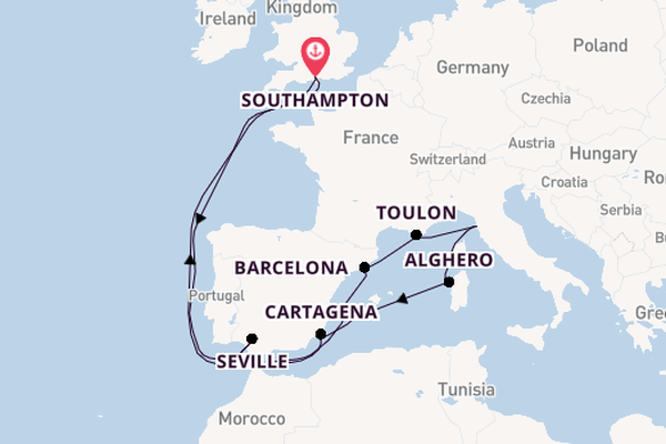Western Mediterranean from Southampton, England with the Regal Princess
