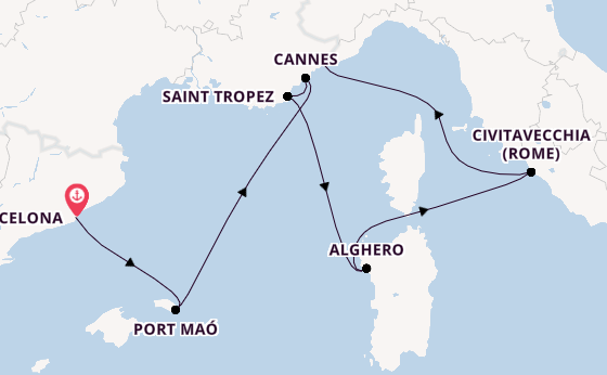 Westelijke Middellandse Zee vanaf Barcelona, Spanje met de EXPLORA I
