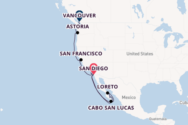 USA West Coast from San Diego, California, USA with the Nieuw Amsterdam