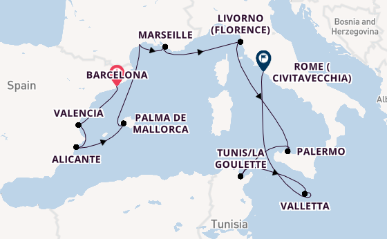 Western Mediterranean from Barcelona, Spain with the Seven Seas Navigator