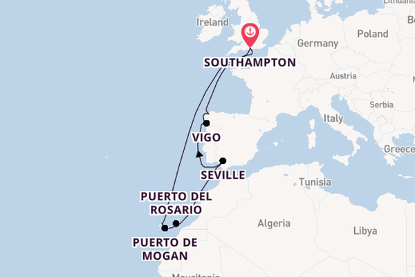 Canary Islands from Southampton, England with the Ventura