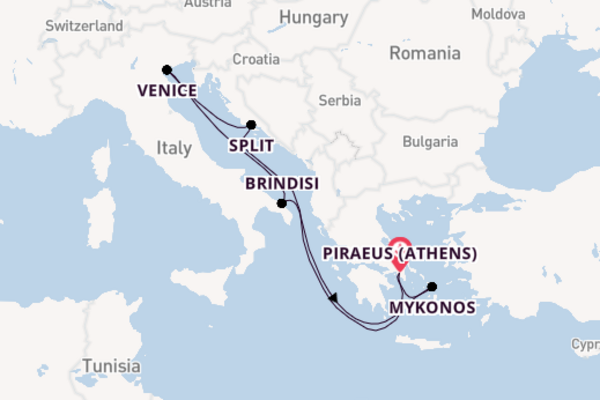 Mykonos, Croatia & Venice From Athens With Stay