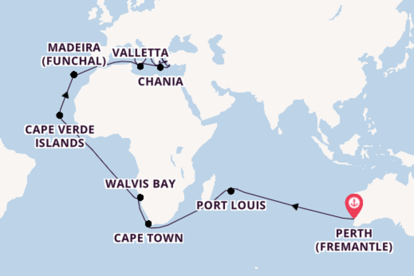 Mediterranean from Perth (Fremantle), Australia with the Island Princess