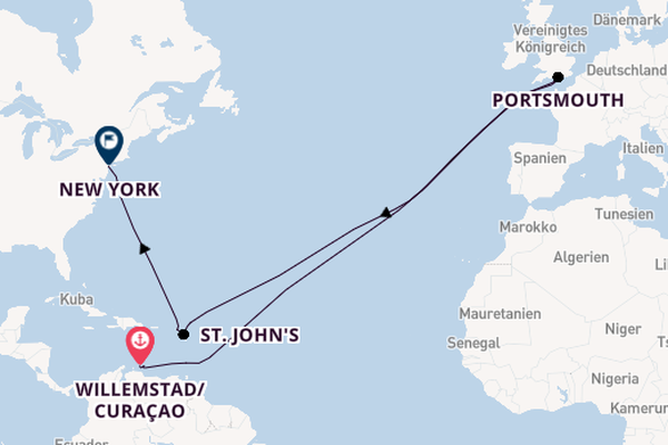 Transatlantik ab Willemstad/Curaçao, Ndl. Antillen auf der EUROPA 2