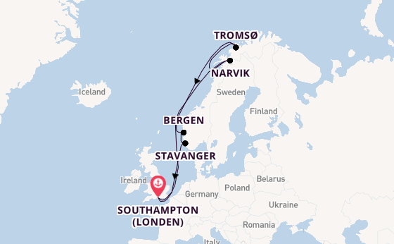 Noorwegen vanaf Southampton (Londen), Engeland met de Queen Elizabeth