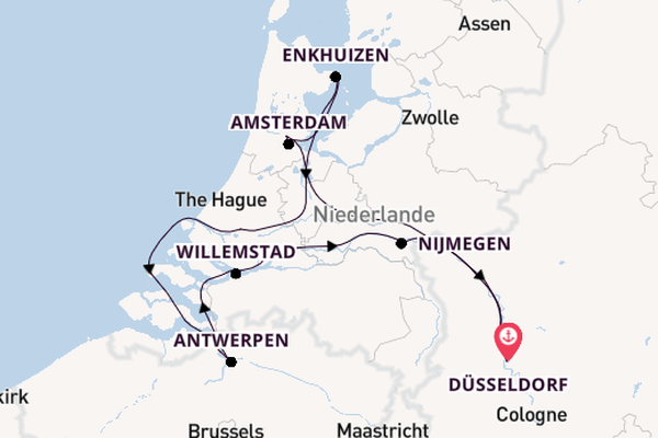 Rhein ab Düsseldorf, Deutschland auf der MS VIVA ONE
