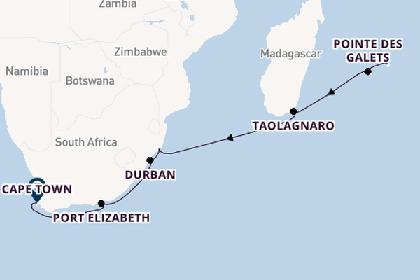 Africa from Port Louis, Mauritius with the Azamara Onward