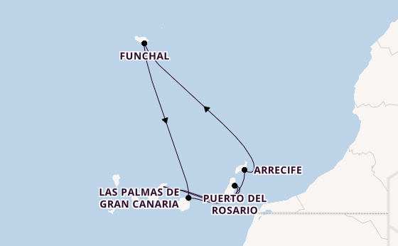 Canary Islands from Santa Cruz de Tenerife, Spain with the Costa Smeralda
