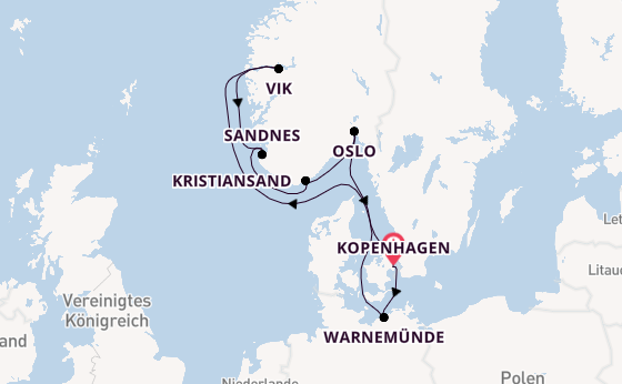 Norwegen ab Kopenhagen, Dänemark auf der MSC Splendida