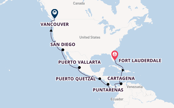 Amerikaanse Westkust vanaf Fort Lauderdale, Verenigde Staten met de Eurodam